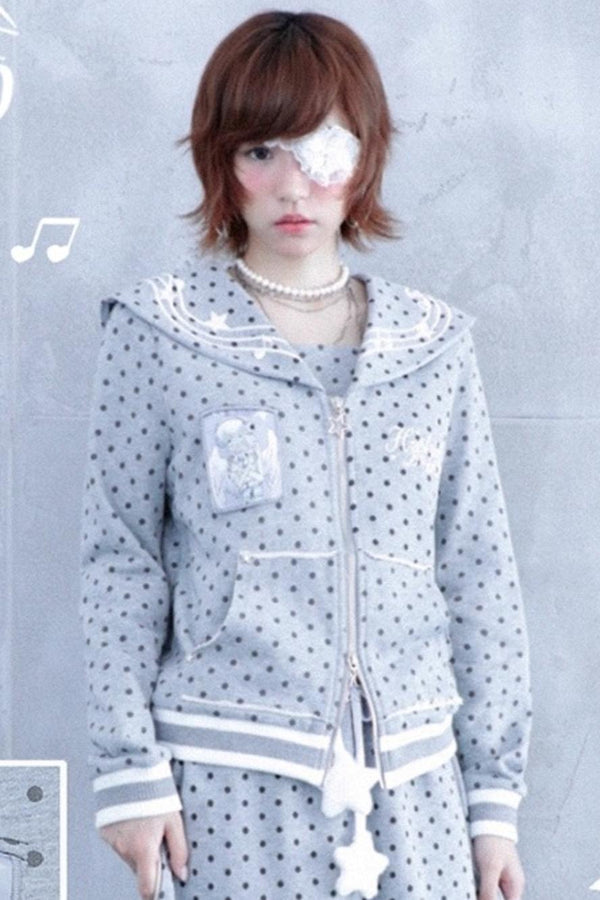 Original Polka Dot Embroidery Sailor Uniform Jacket