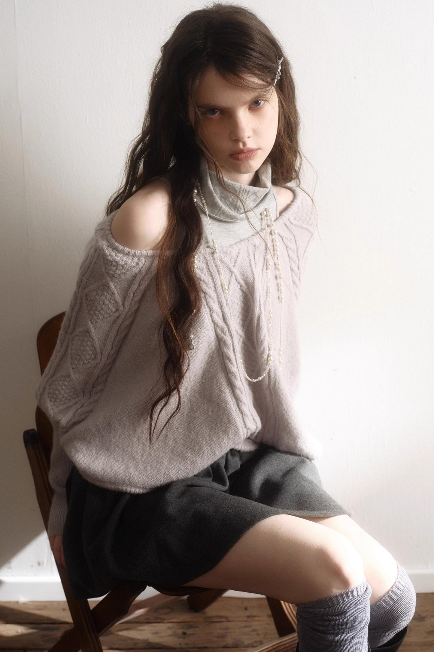 Light Purple Wool Batwing Sweater Set-Up