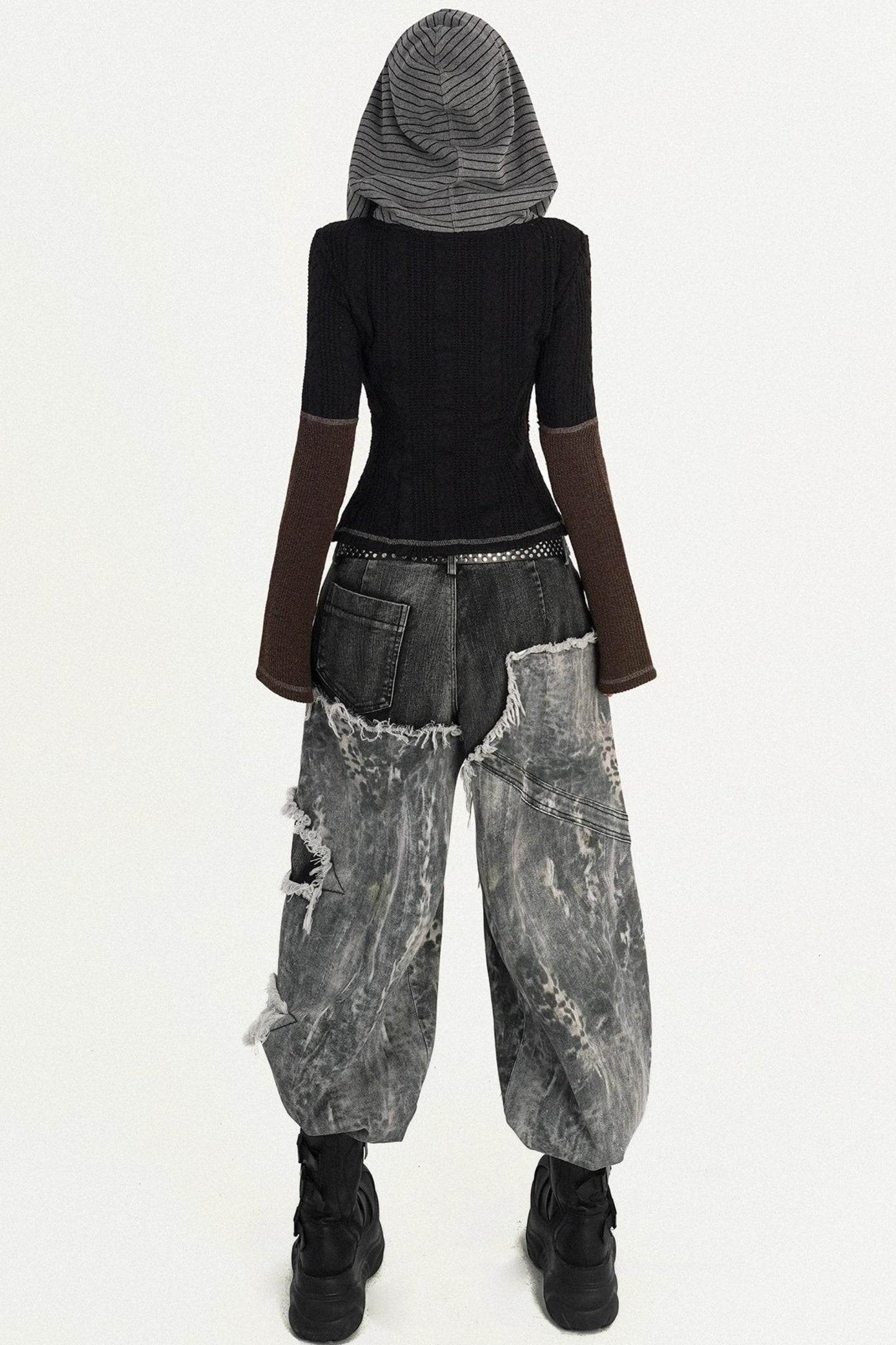 Retro Wasteland Color-Blocking Cardigan Jacket