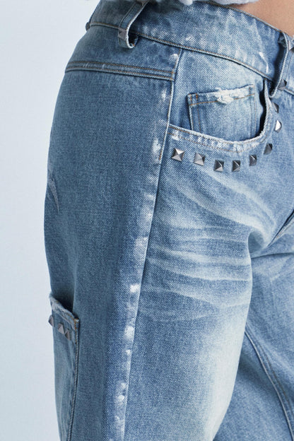 Vintage Washed Distressed Jeans Pants
