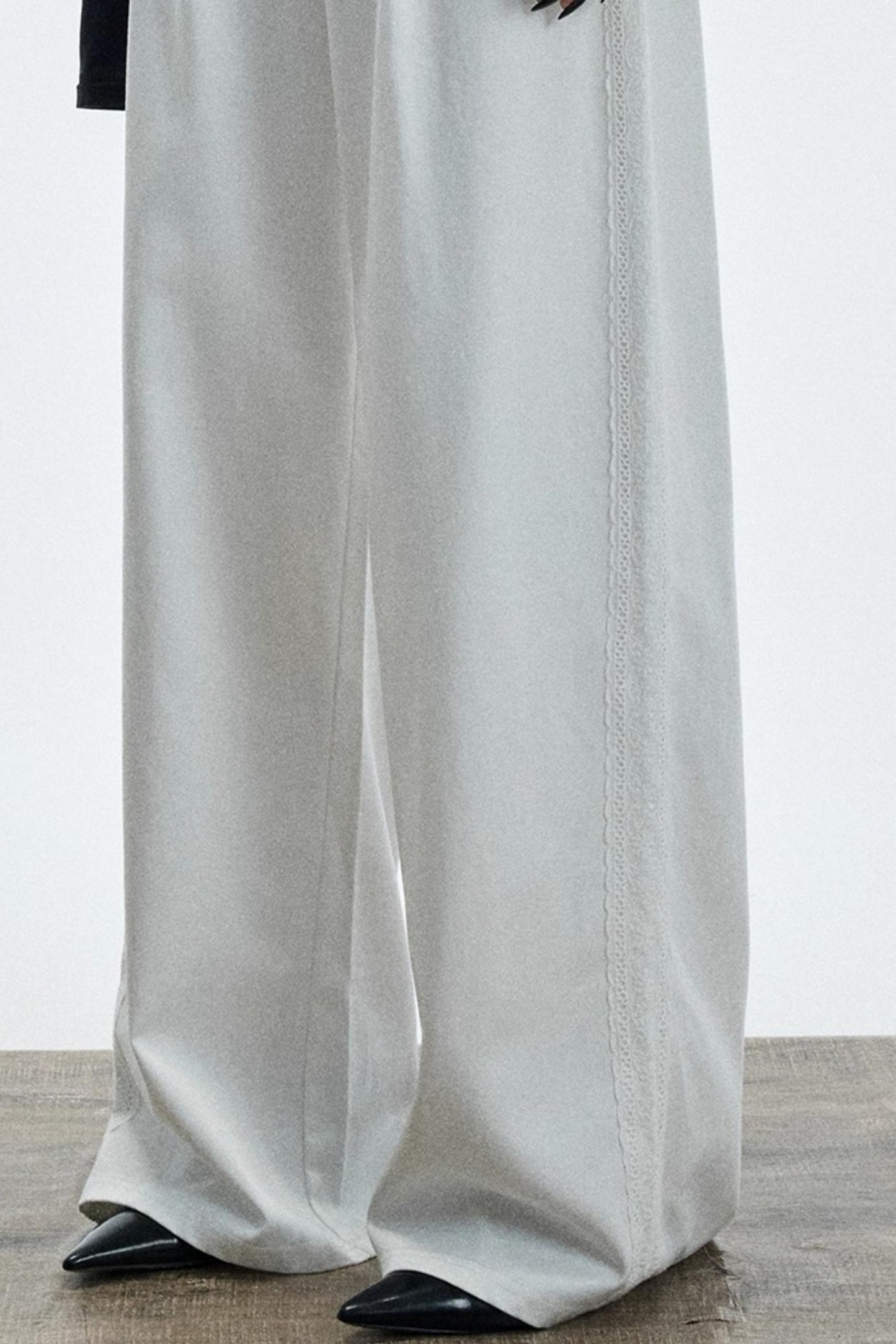 Autumn White Wide-Leg Pants