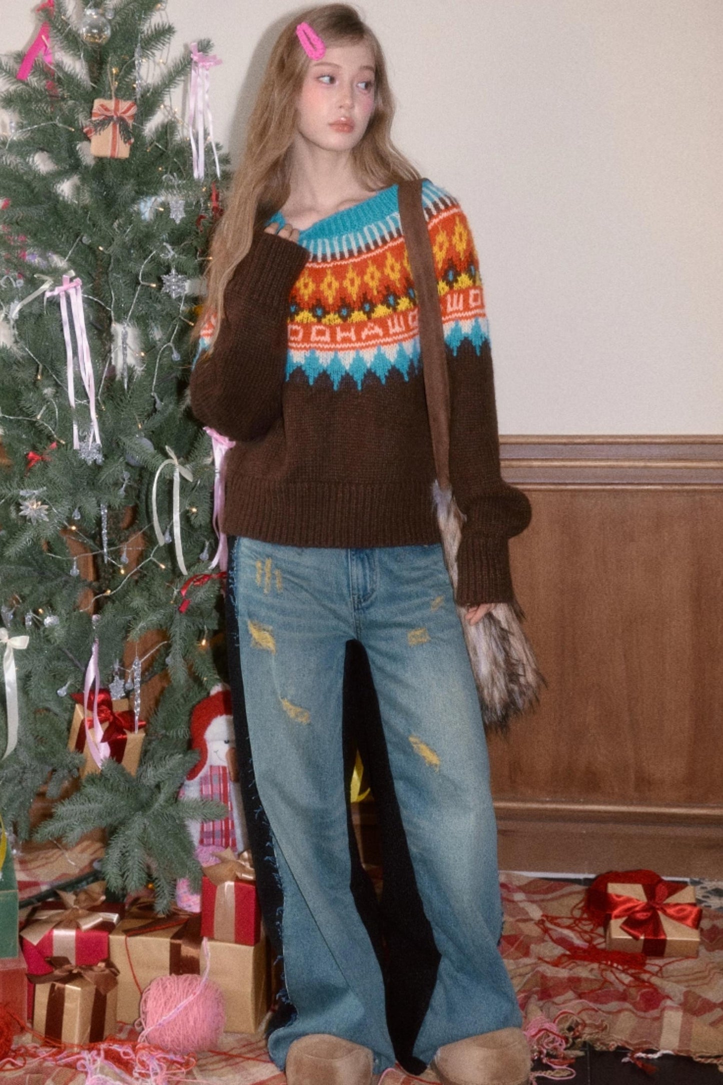 Brushed Fair Isle Winter Sweater