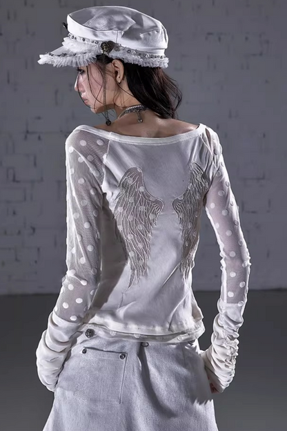 Barock beflockte Stickerei-Bluse