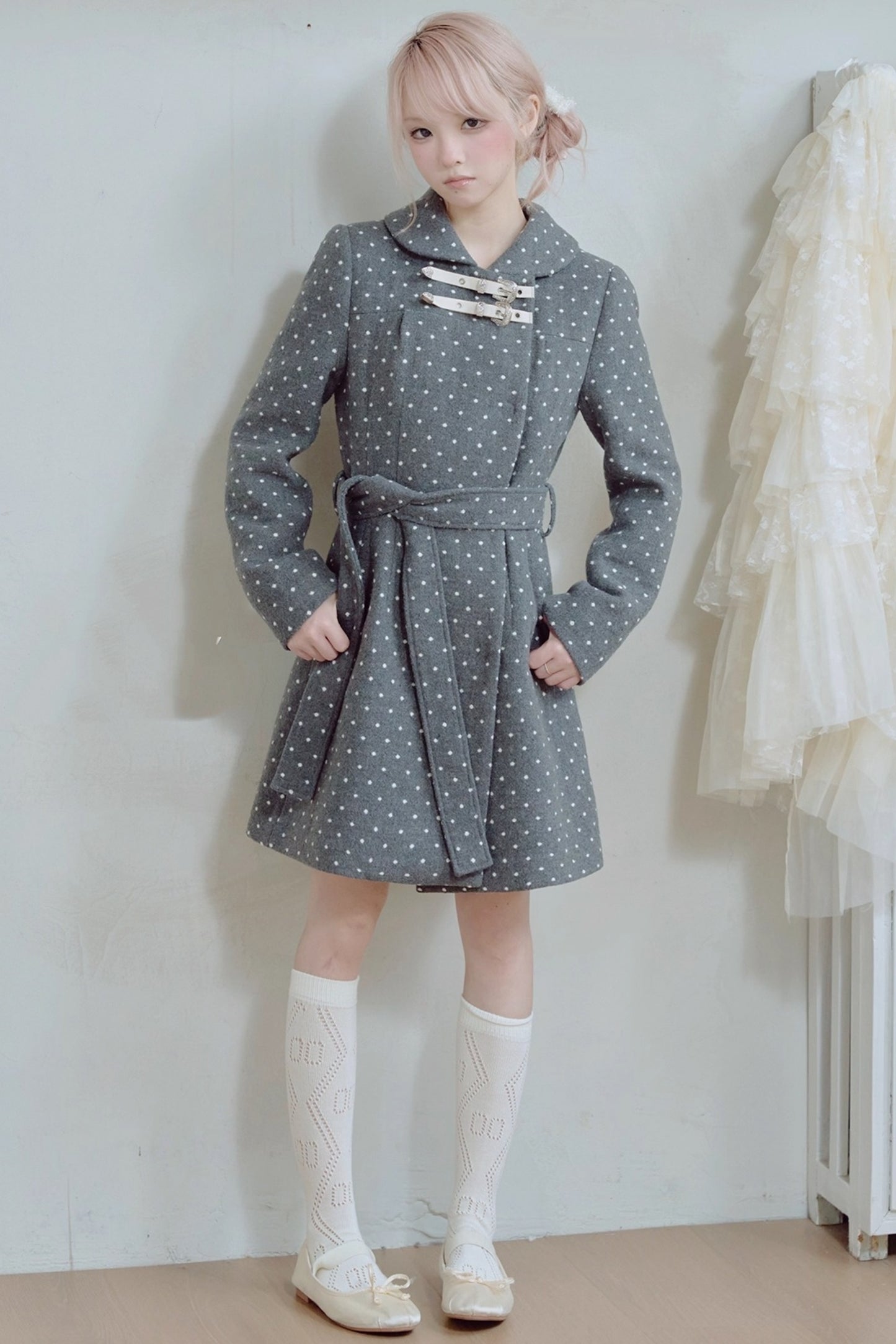 Retro Polka Dot Woolen Coat