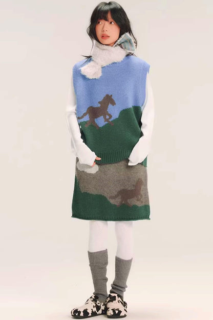 Wool Blend Color-Block Vest