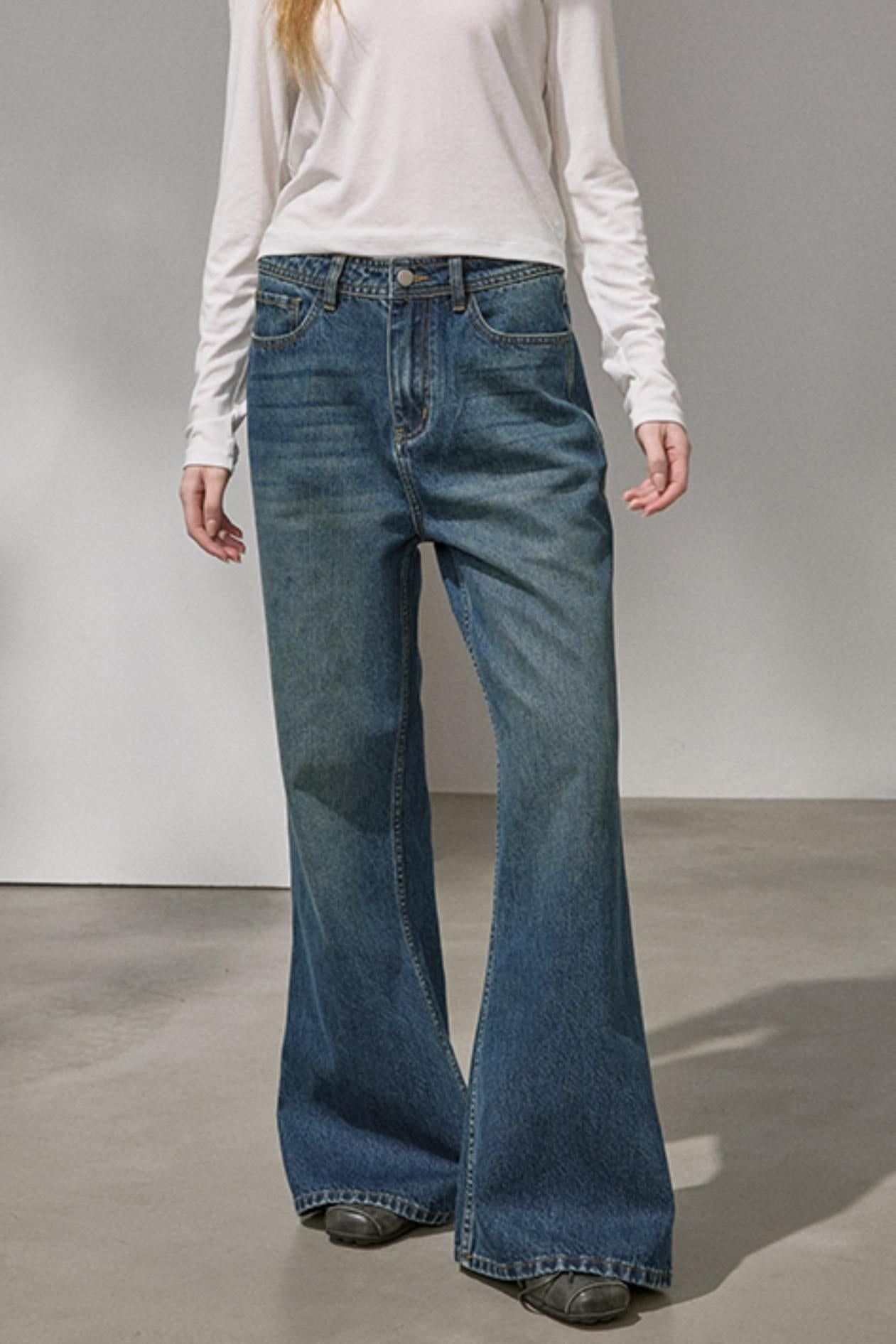Embroidered Flared Denim Pants