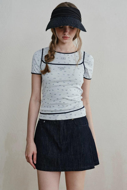 Lace-Trimmed Blueberry Two-Piece Set