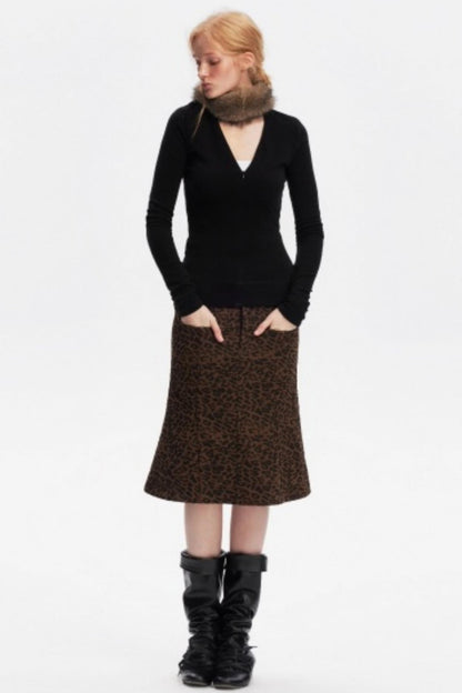 Leopard Print Fishtail Skirt
