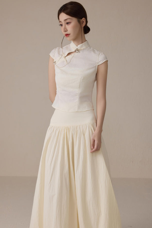 Beige Short Sleeve Top