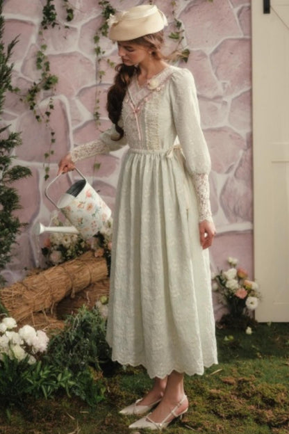 Lace Splicing Pastoral Dress