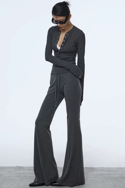 Henry Collar Knit Blouse