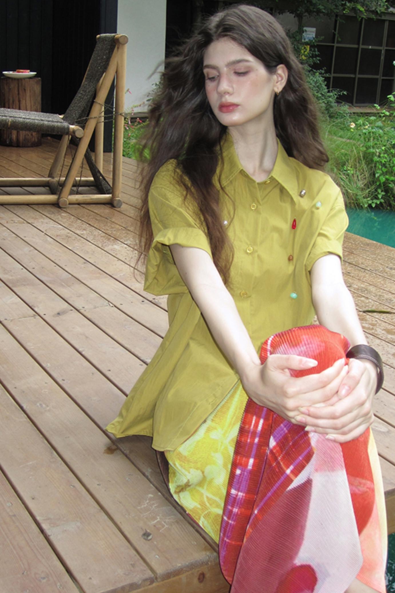 Sunset Tide Line Pleated Skirt