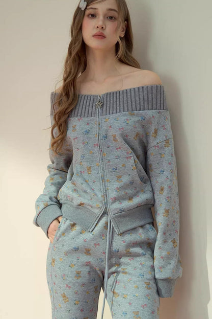 One-Shoulder Sweatshirt Set-Up