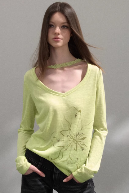 V-Neck Printed Blouse