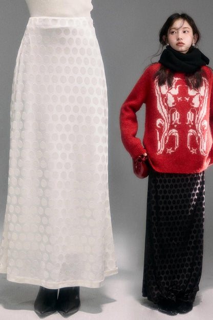 Retro Polka Dot Velvet Skirt