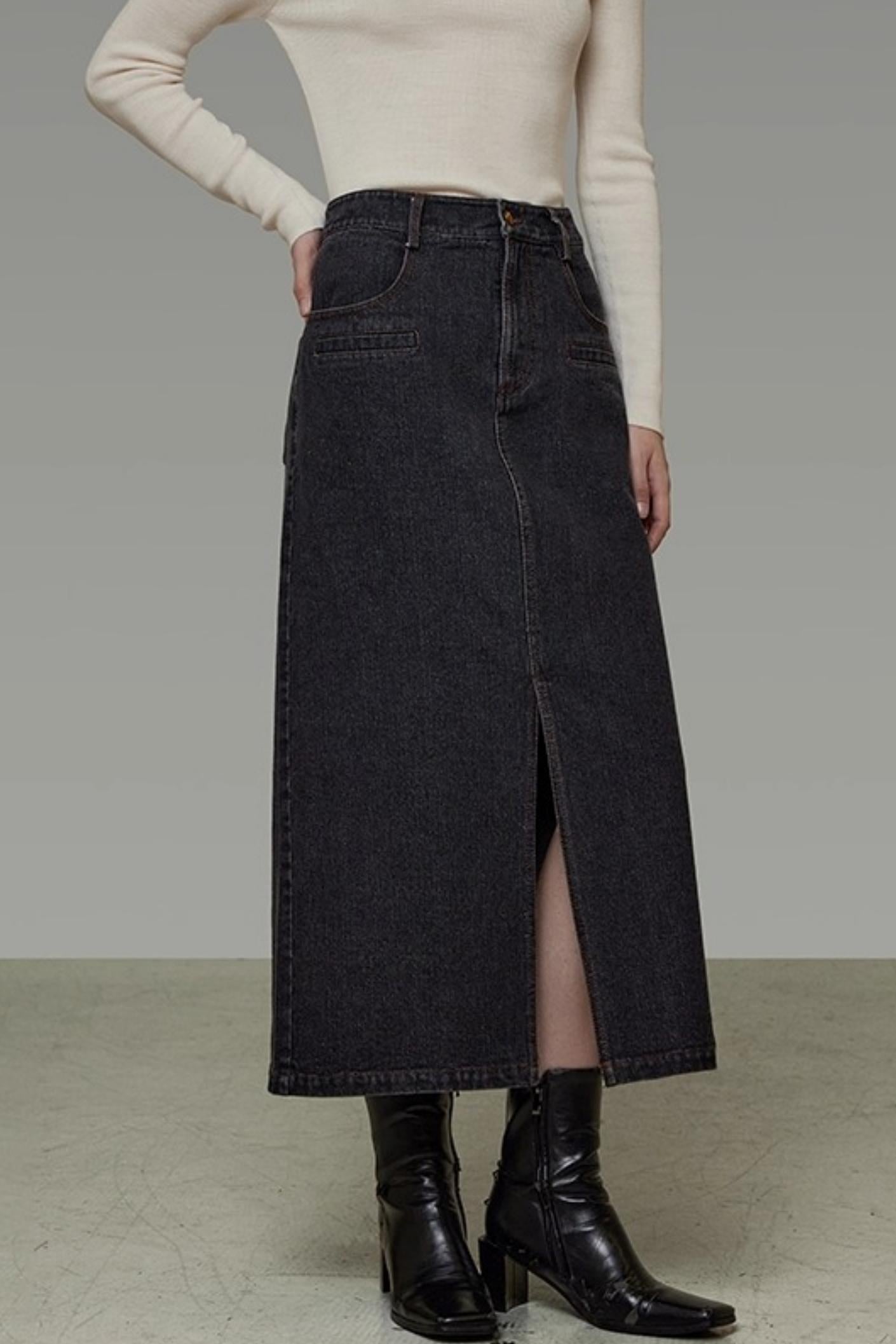 Patchwork Fur Collar Denim Jacket Set-Up