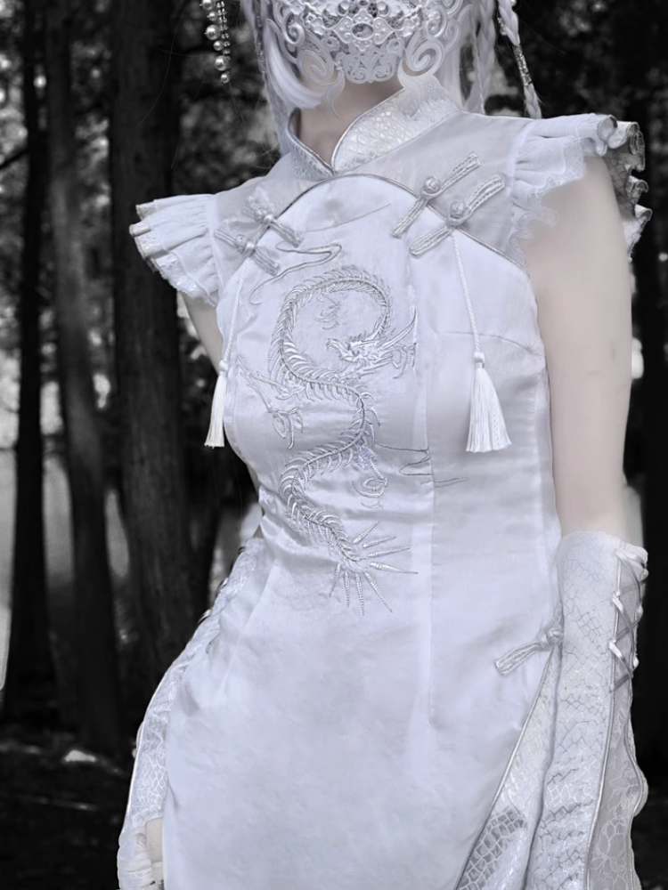 Silver Dragon Embroidery China Dress