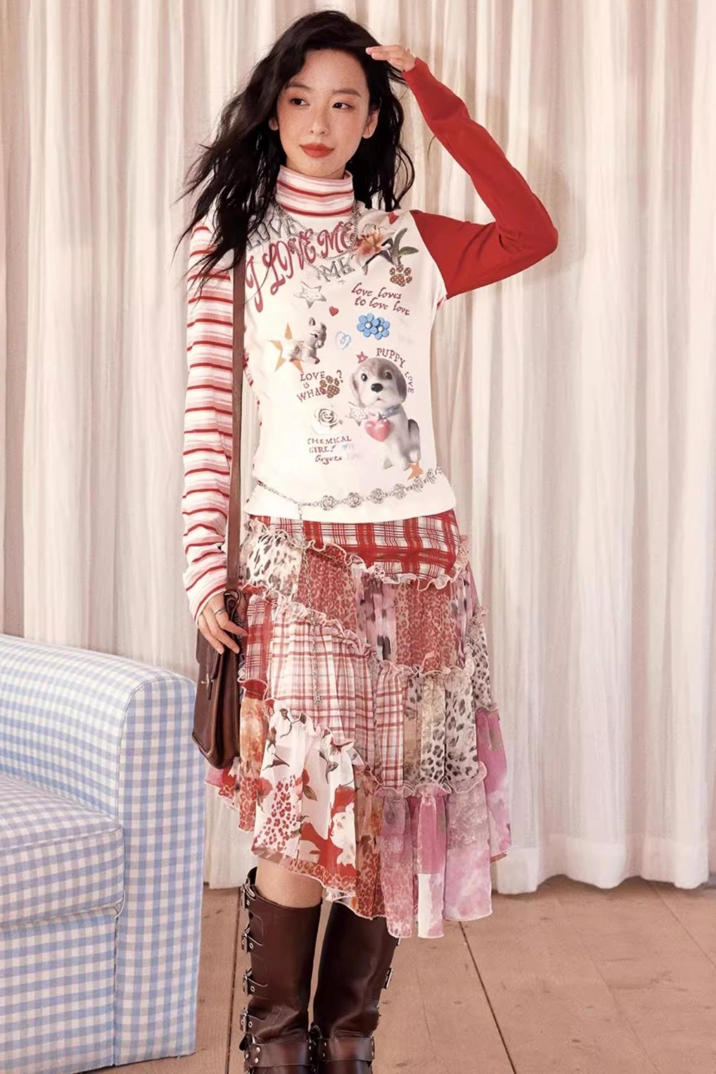 Cake Plaid Print Skirt