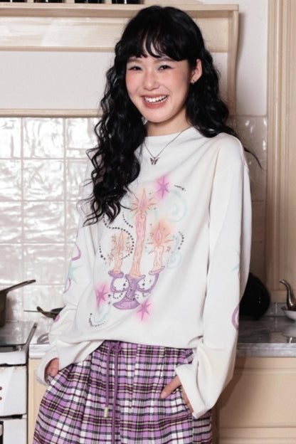 Candlestick Print White T-Shirt