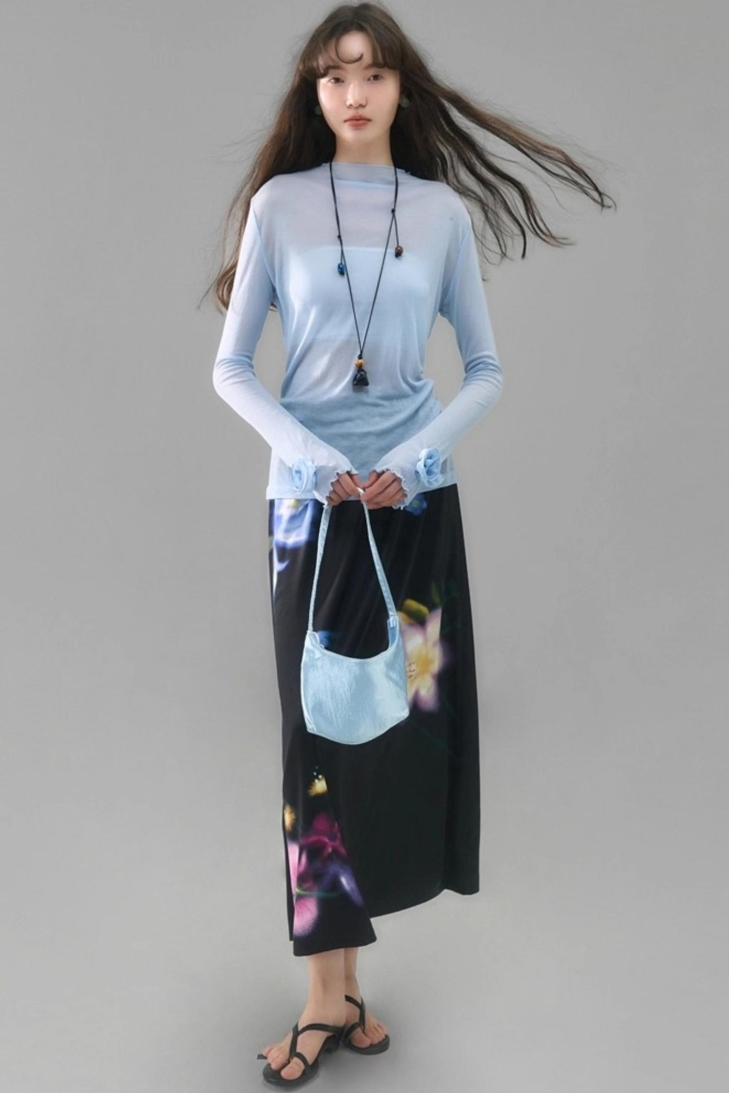 Wild Flower Satin Print Skirt