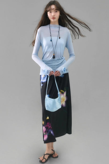 Wild Flower Satin Print Skirt