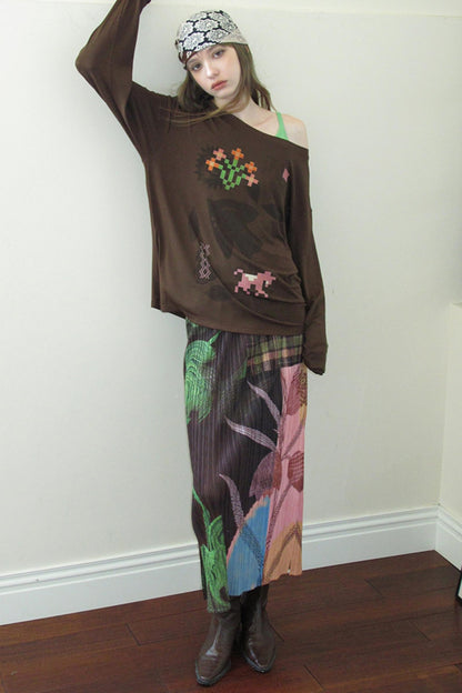 Vintage Mosaic Slanted Shoulder T-Shirt