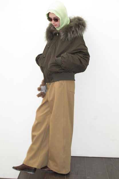 Sandstone Silhouette Velvet Denim Pants