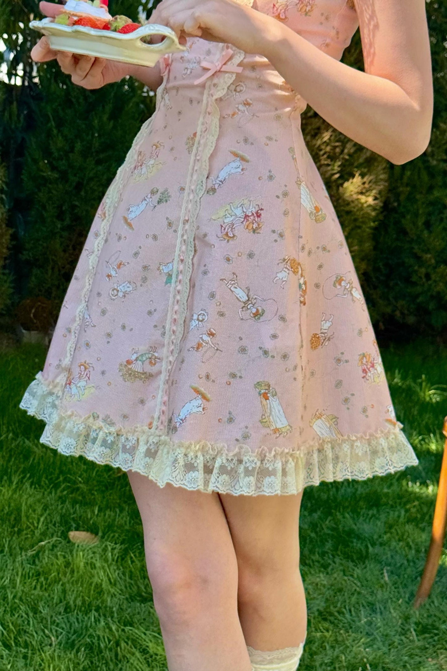 Pink Almond Lace Halter Dress