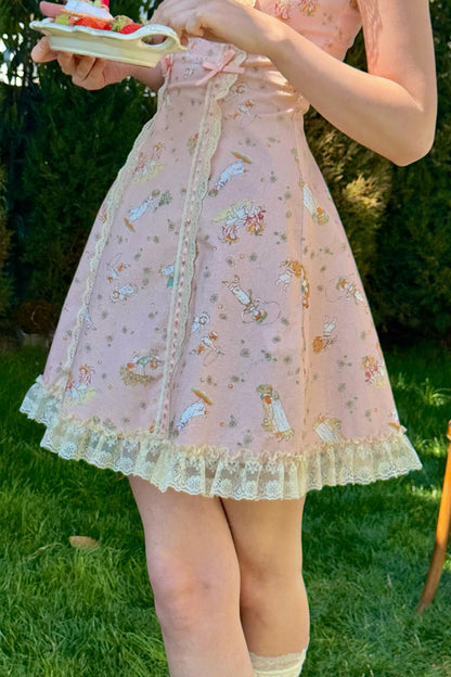 Pink Almond Lace Halter Dress