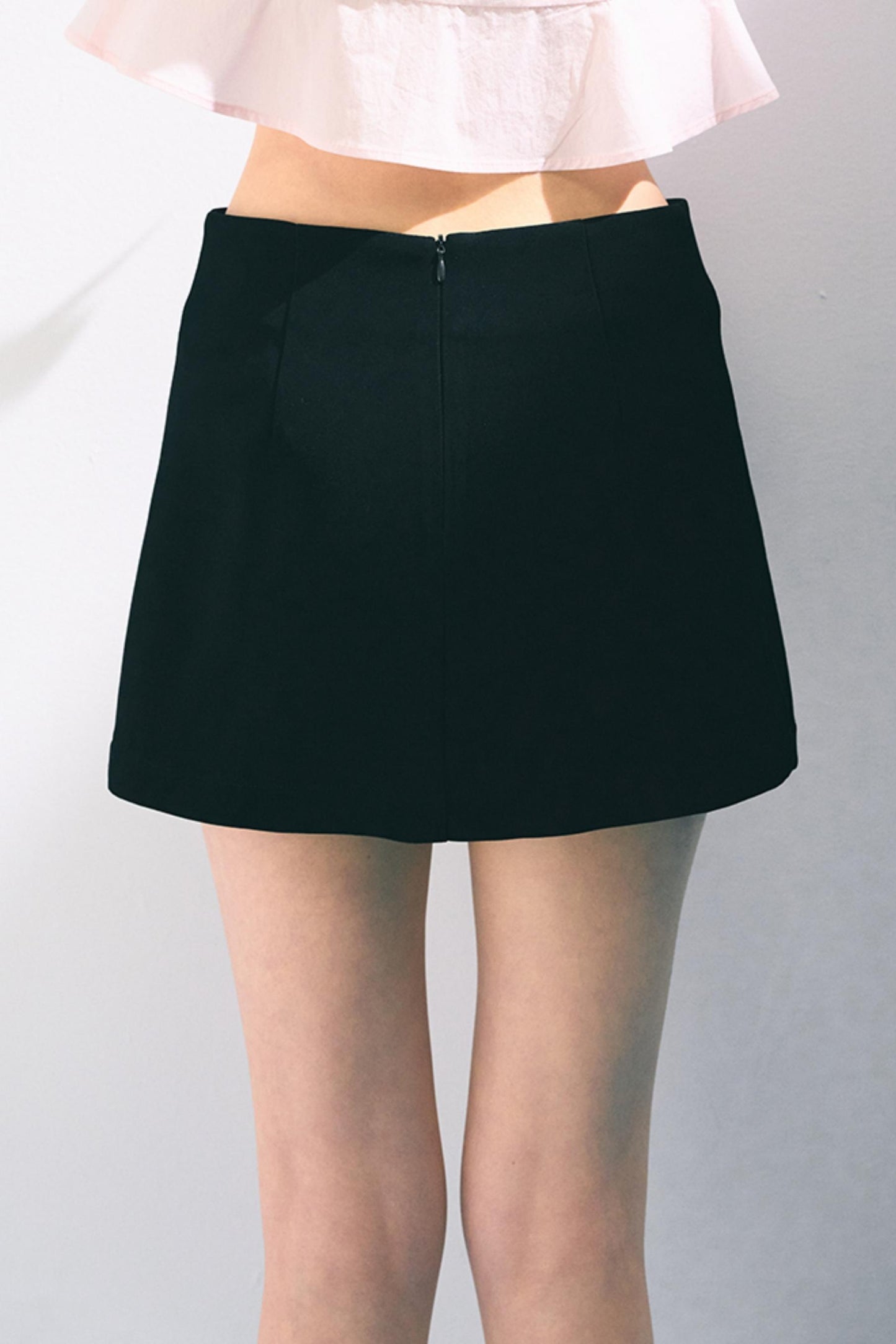 Navy Embroidered A-Line Skirt