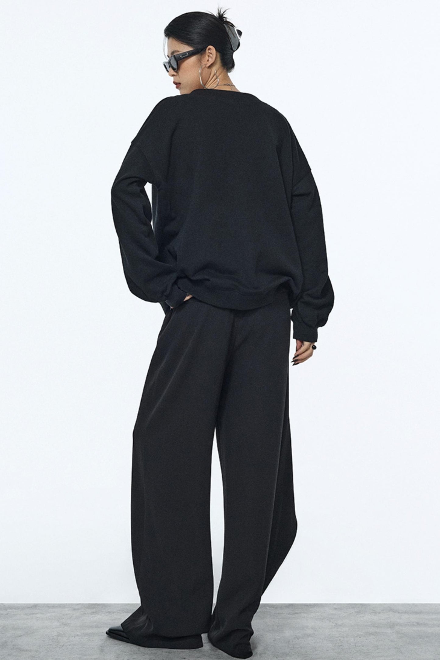 Black V-Neck Winter Top