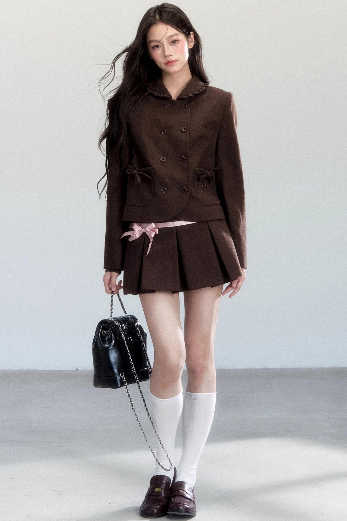 Warm Butterfly Pleated Skirt Set-Up