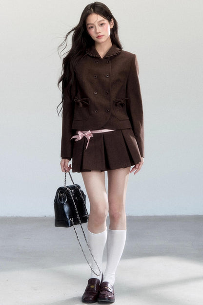 Warm Butterfly Pleated Skirt Set-Up