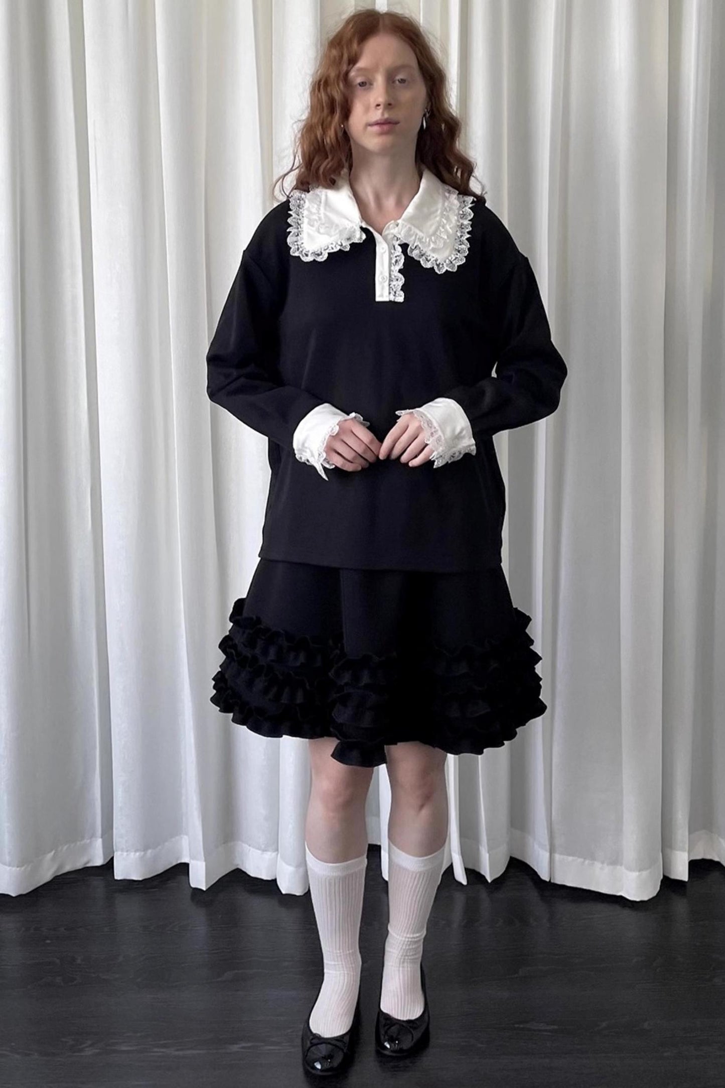 Lace Panel Knitted Sweatshirt