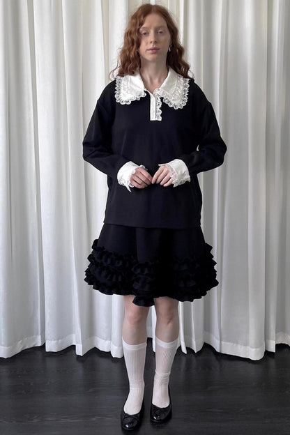 Lace Panel Knitted Sweatshirt