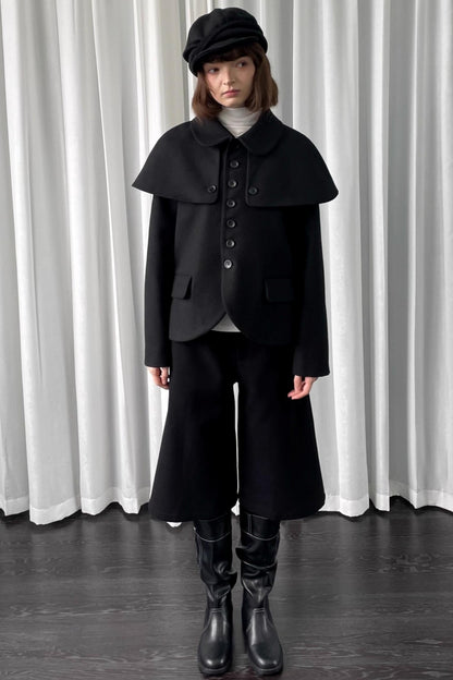 Versatile Black Woolen Suit Jacket