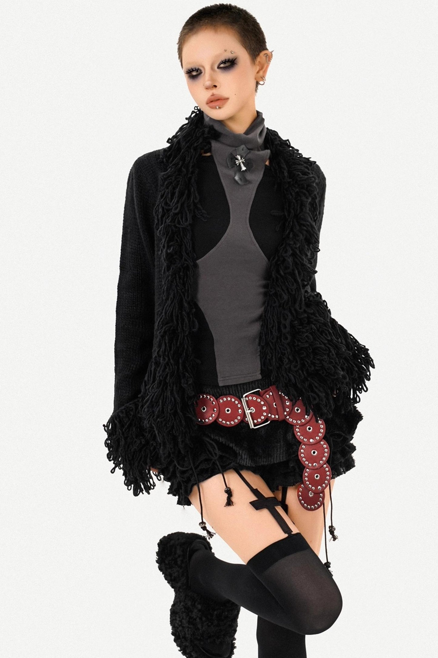 Vintage Fringed Knit Jacket