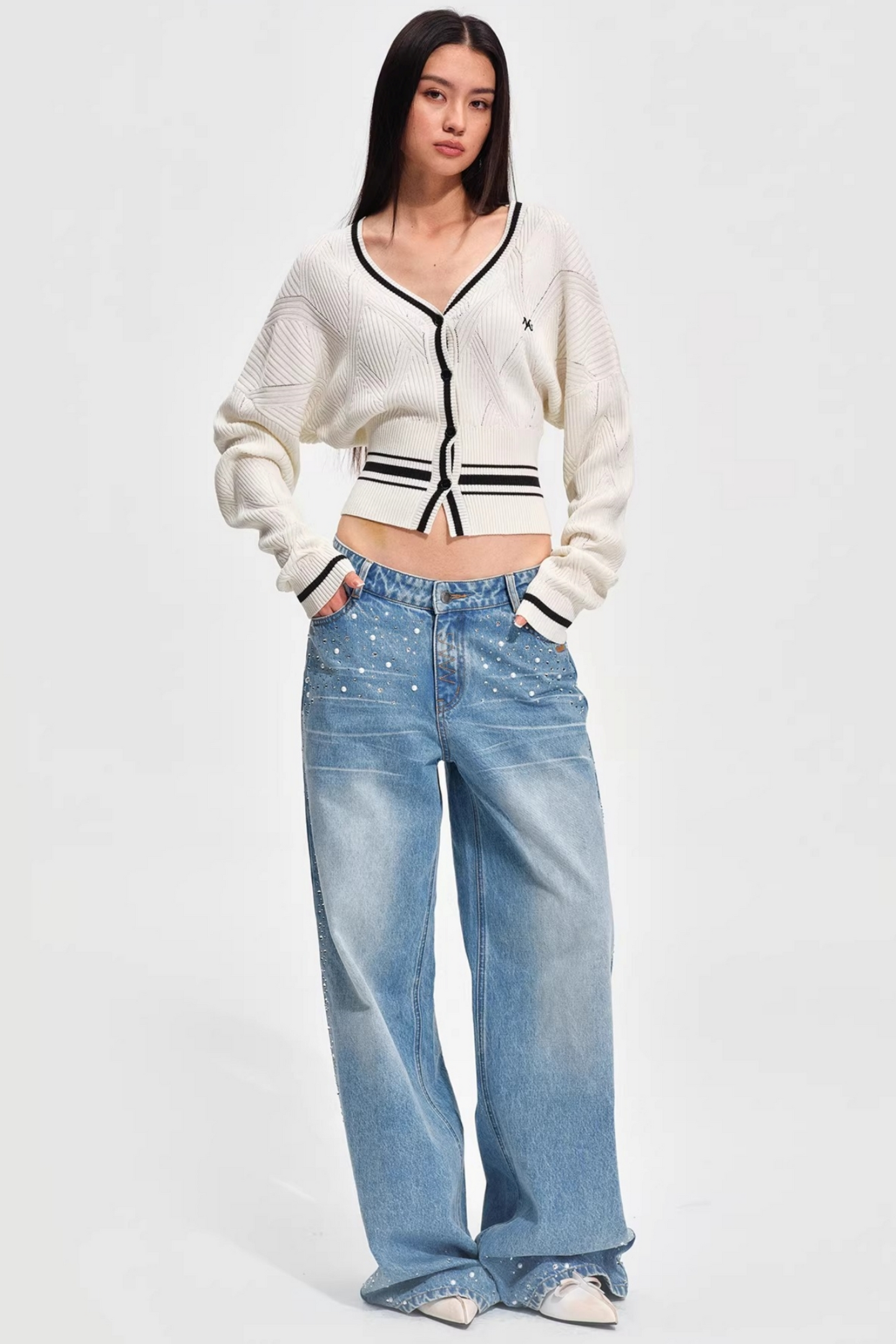 Tencel Wool Striped Cardigan