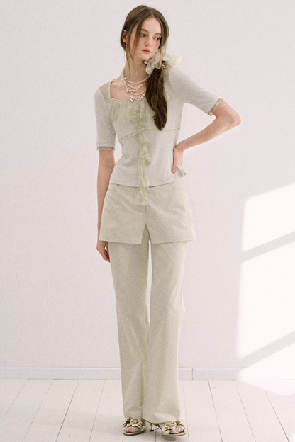 Original Gray-Green Lace Knit Top