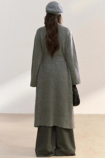 Lapel Double-Breasted Knit Coat