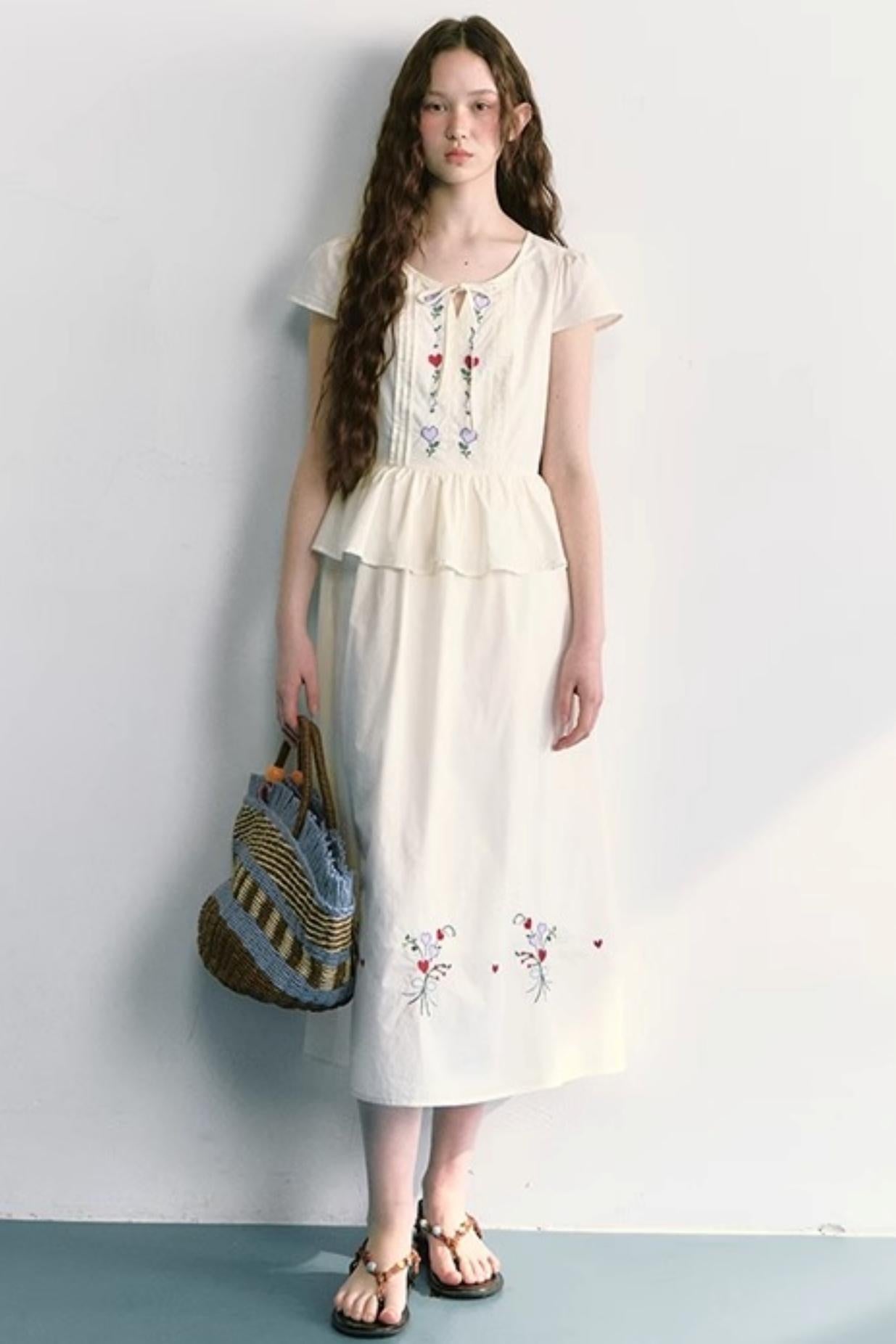 Colorful Embroidered Double-Layer Dress