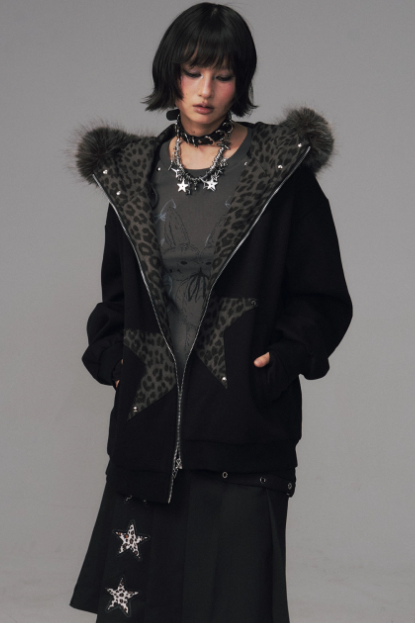 Cat-Ear Leopard Hooded Jacket