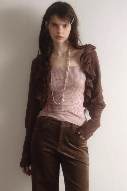 Retro Rüschen-Cardigan-Set