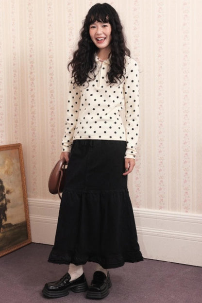 Dark Night Lace Denim Skirt