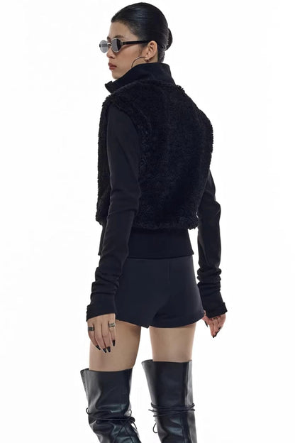 Patchwork-Pelzweste-Jacke