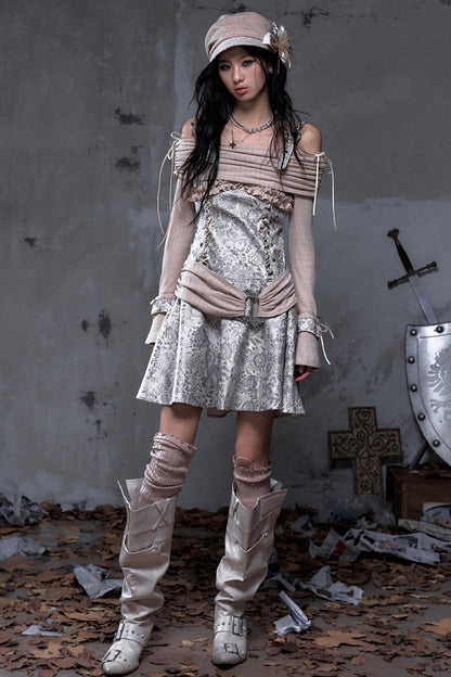 Retro Punk Patchwork Knit Dress