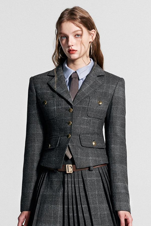 Pleated Blazer & Skirt Set-Up