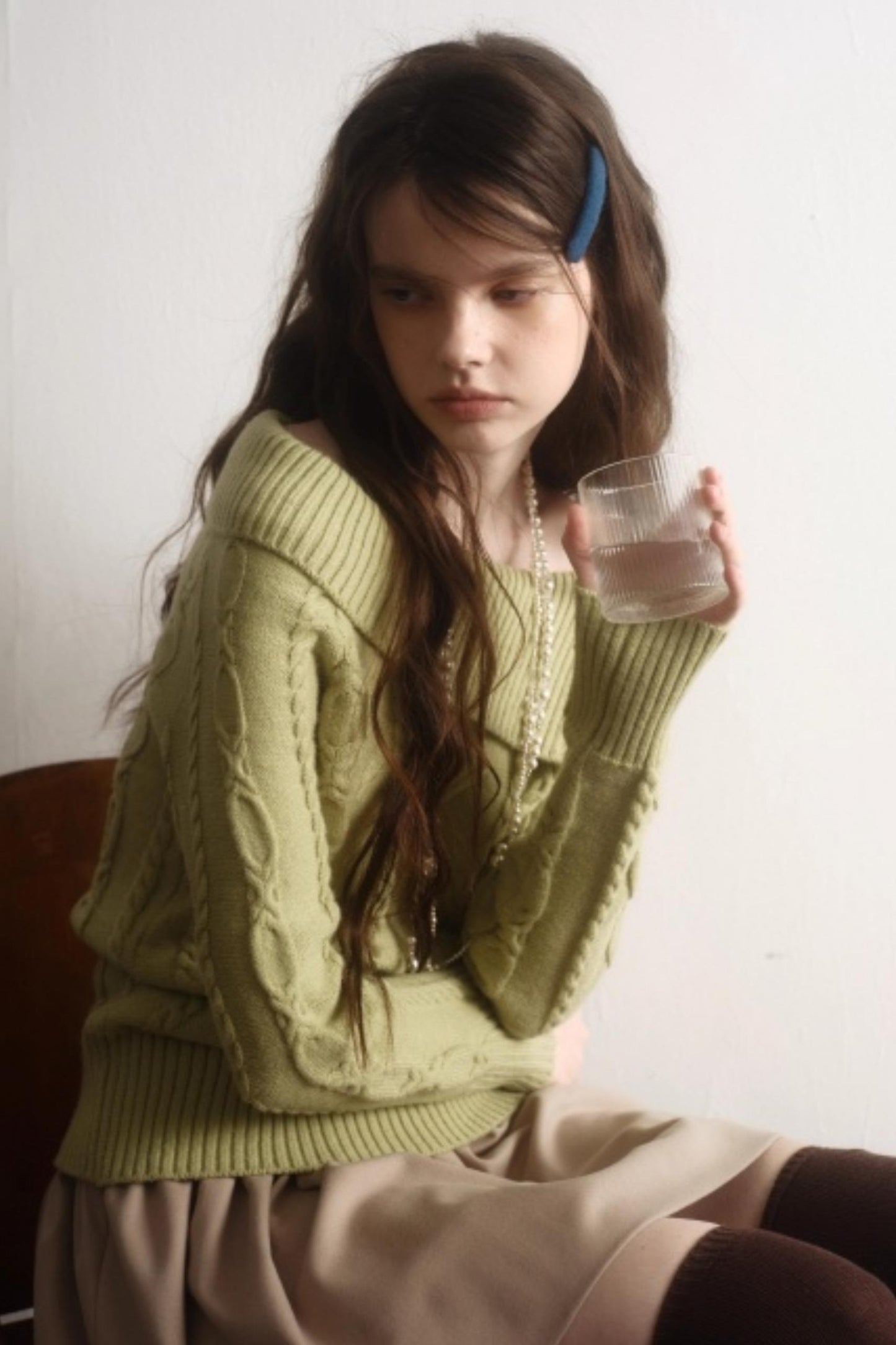 Artist Original Wool Off-Shoulder Sweater