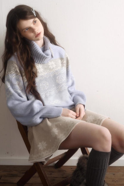 Velvet Cat Patch Wool Sweater Set-Up