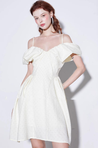 Rhinestone Puff Sleeve Dress